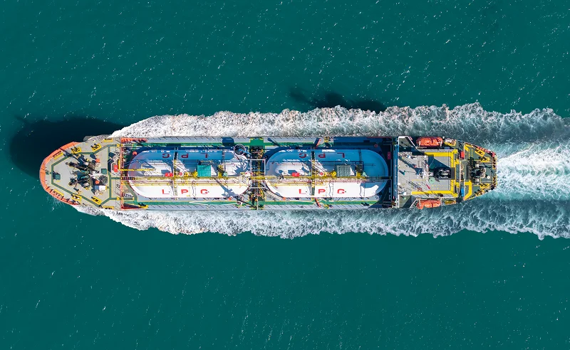 Ship passing through Strait of Hormuz